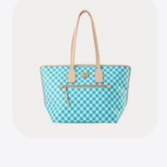 Dooney & Bourke Gingham II Large Tote, Blue & White Checkered NEW WITH TAGS - Picture 1 of 3